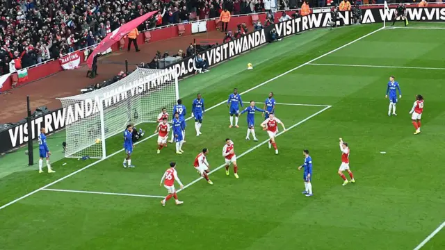 Arsenal score a goal against Chelsea