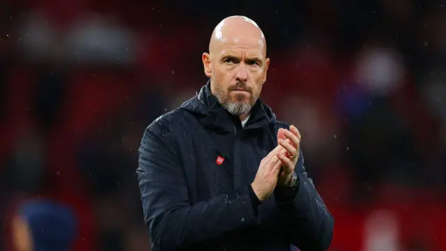 Erik ten Hag, manager of Manchester United, looks on as he leaves the field after the Premier League match between Manchester United FC and Tottenham Hotspur FC at Old Trafford