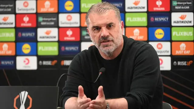 Ange Postecoglou talks to the media