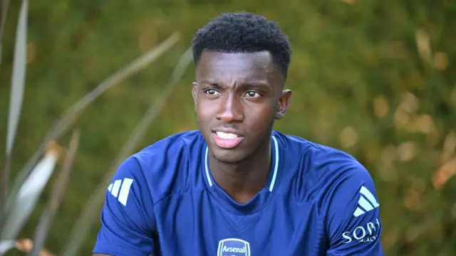 Eddie Nketiah of Arsenal at the team hotel on July 22, 2024 in Thousand Oaks, California