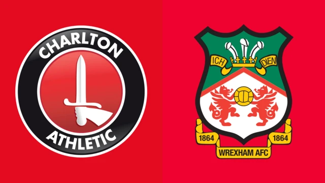 The Charlton Athletic and Wrexham badges side by side