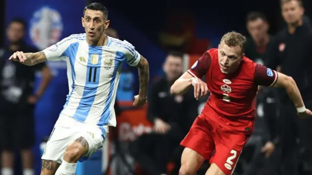 Johnston tries to keep pace with Argentina's Angel Di Maria