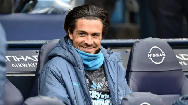 Jack Grealish on the Manchester City bench