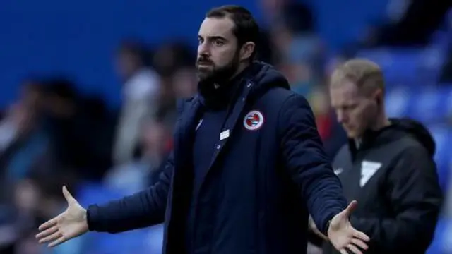 Reading manager Ruben Selles with arms outstretched