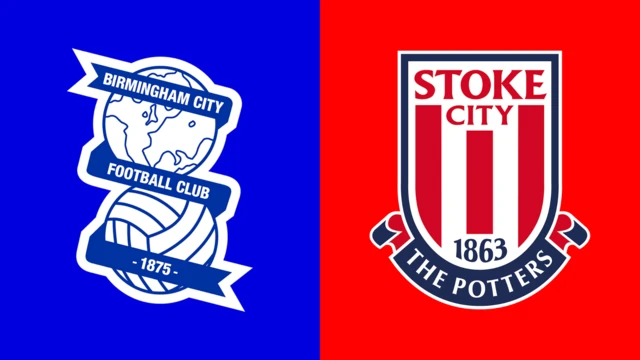 The Birmingham City and Stoke City club badges side by side