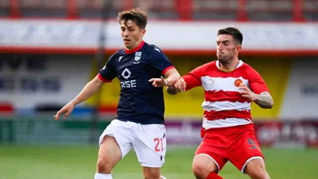 Charlie Telfer plays against Hamilton Accies