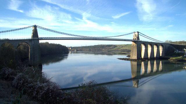 A view of the Menai Suspension Bridge