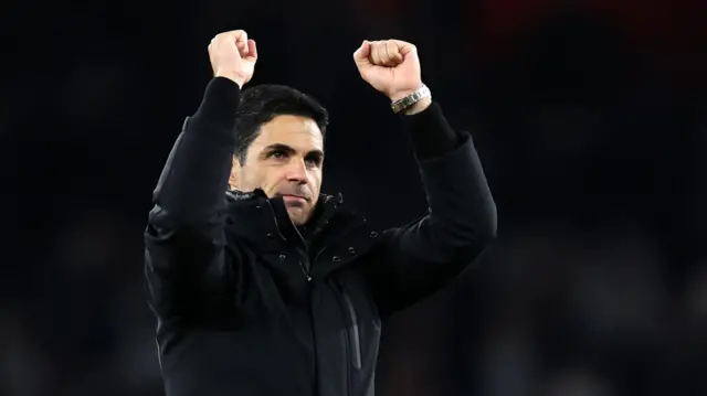 Mikel Arteta celebrates win against Real Madrid