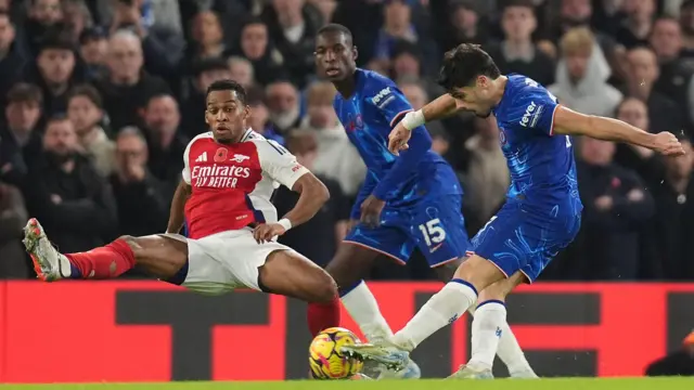 Pedro Neto scores for Chelsea against Arsenal