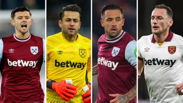 Aaron Cresswell, Lukasz Fabianski, Danny Ings and Vladimir Coufal