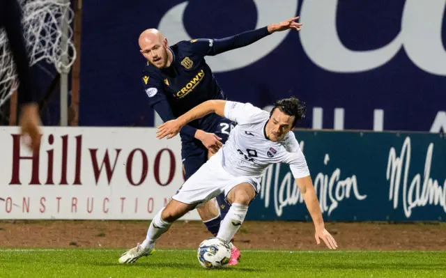 Dundee's Zak Rudden and Ross County's James Brown