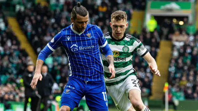 St Johnstone's Graham Carey and Celtic's Alistair Johnston