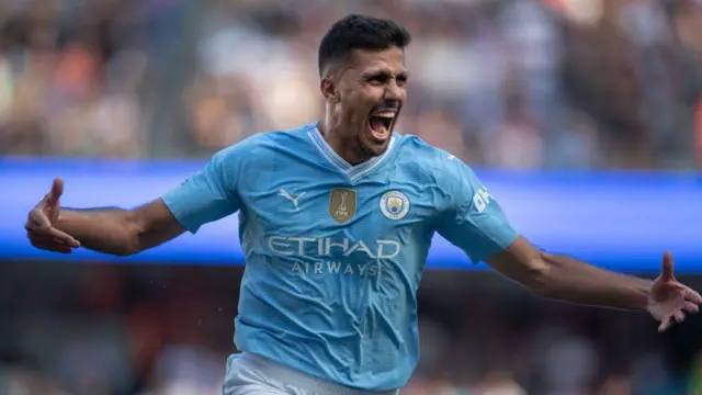 Rodri celebrates goal