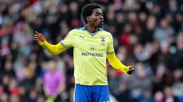 Southampton winger Sufianu Sillah Dibaga in action for his side