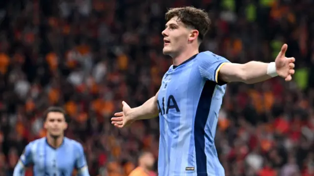 Will Lankshear celebrates a goal for Tottenham against Galatasaray