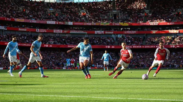 A general view inside the Emirates Stadium as Man City play Arsenal