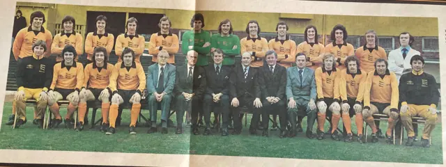 A squad photo of Wolves in 1977