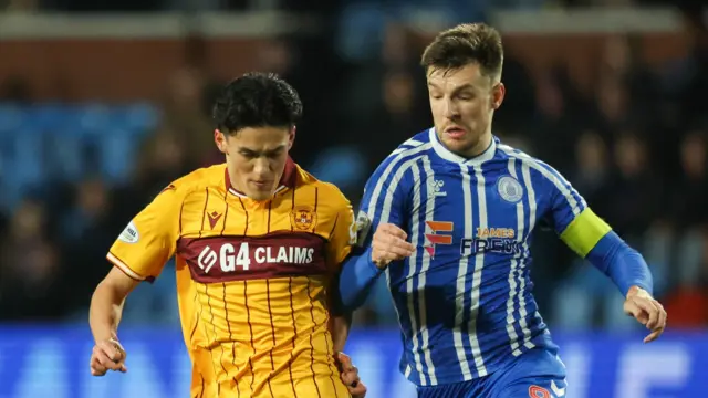 Motherwell's Elijah Just and Kilmarnock's Brad Lyons