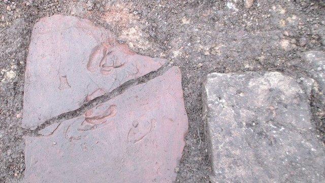 Tile with animal footprint