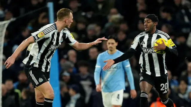 Anthony Elanga celebrates a goal for Newcastle