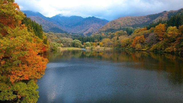 A mountain and lake