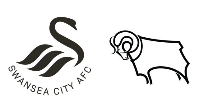 Side-by-side of Swansea City and Derby County club badges