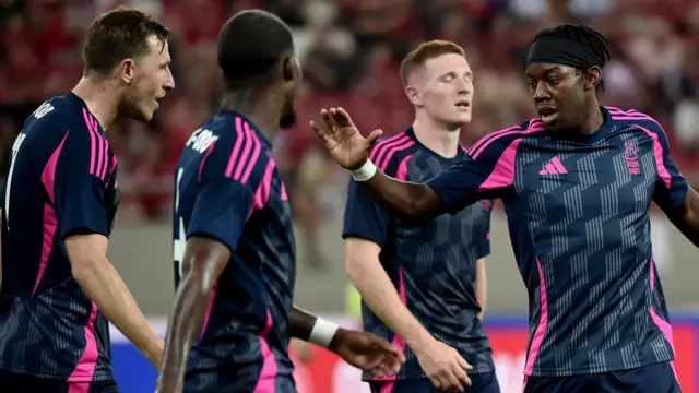 Nottingham Forest celebrate a goal against Olympiakos