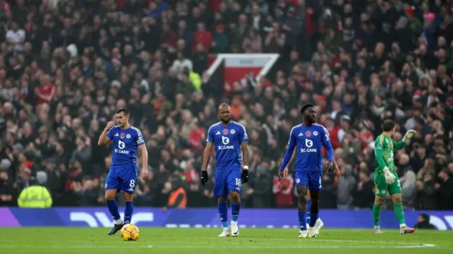 Harry Winks, Jordan Ayew and Wilfred Ndidi playing for Leicester