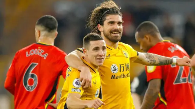 Wolves players celebrate