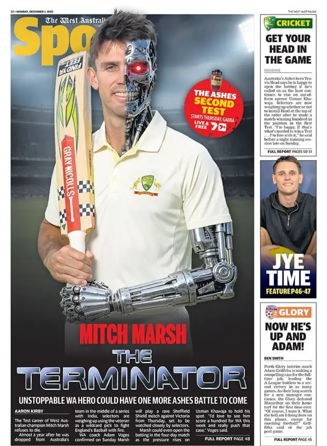 Back page of the West Australian on 1 December 