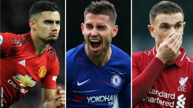 Andreas Pereira, Jorginho and Jordan Henderson