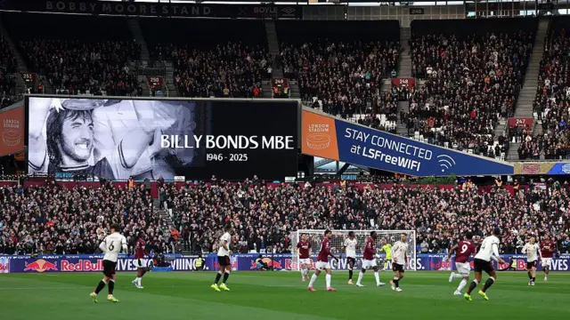 London Stadium paying tribute to the late former West Ham United player Billy Bonds