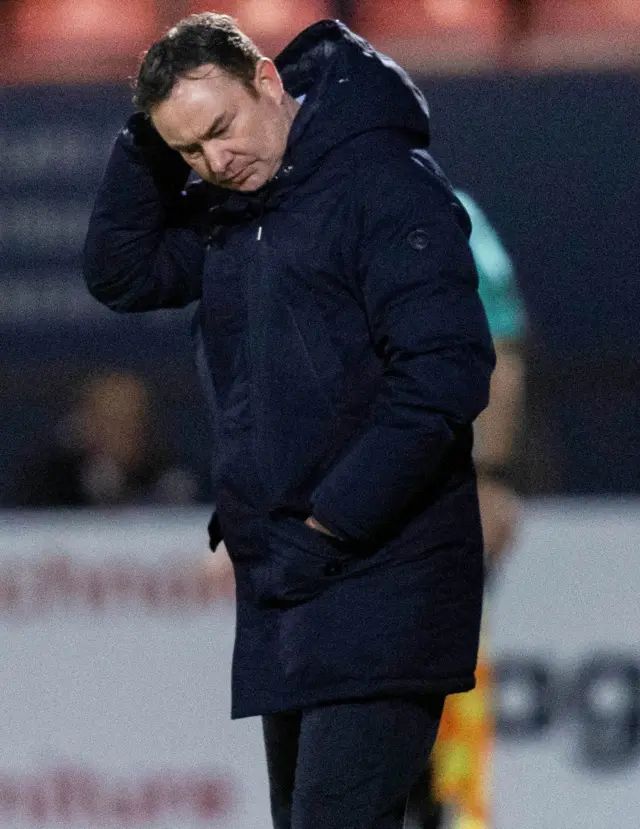 Derek Adams looks dejected at full-time