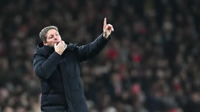 Oliver Glasner manager of Crystal Palace gestures from the sideline