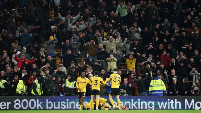 Wolves players celebrate