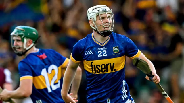 Oisin O'Donoghue celebrates his goal for Tipperary