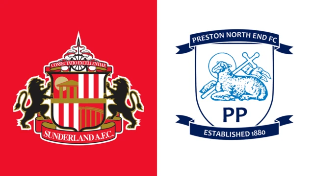 Side-by-side of Sunderland and Preston North End club badges