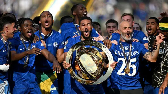Chelsea squad celebrating winning Club World Cup