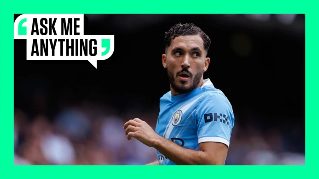 Rayan Cherki in action for Manchester City with the green 'Ask Me Anything' border