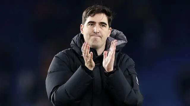 Andoni Iraola applauds the Bournemouth fans