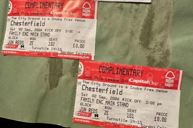 Nottingham Forest used ticket stubs from 2006 against Chesterfield