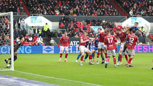 Perry Ng heads to score for Cardiff against Bristol City