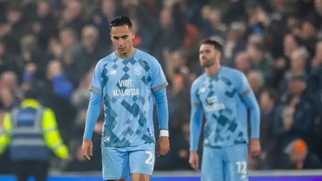 Cardiff City winger Anwar El Ghazi looks dejected after Luton Town's goal