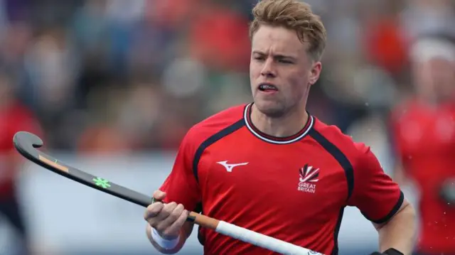 Gareth Furlong in action for GB's hockey team