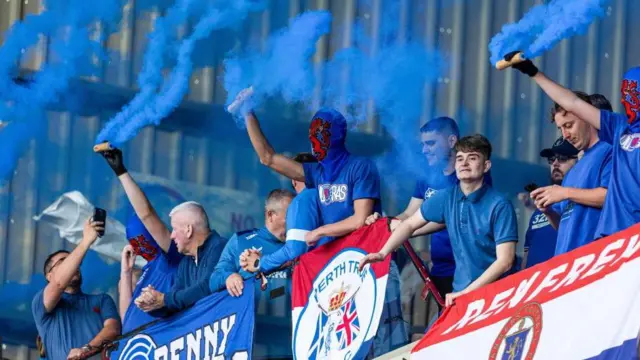 Rangers fans with pyro
