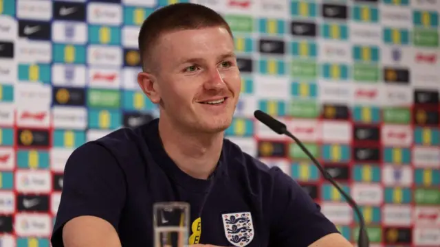 Adam Wharton during England news conference