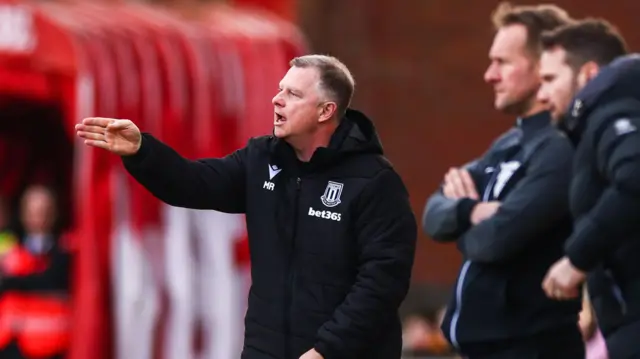 Mark Robins gives out orders in Stoke's 0-0 draw with Watford