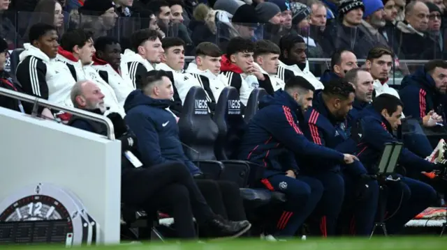 Manchester United's youthful bench at Tottenham on Sunday