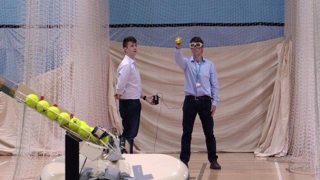 participant wearing goggles