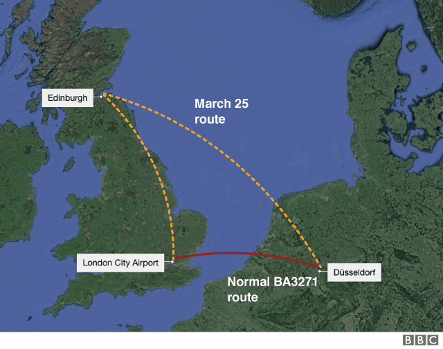 BA flight route map